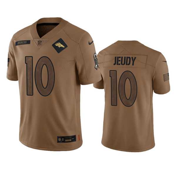 Men%27s Denver Broncos #10 Jerry Jeudy 2023 Brown Salute To Service Limited Football Stitched Jersey Dyin->denver broncos->NFL Jersey